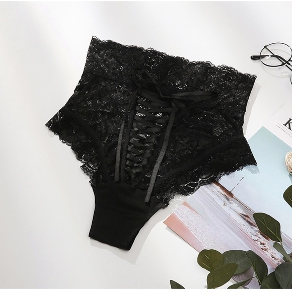 NWT Women Sexy Sheer Lace Up Back High Waist Panty L - Picture 8 of 9
